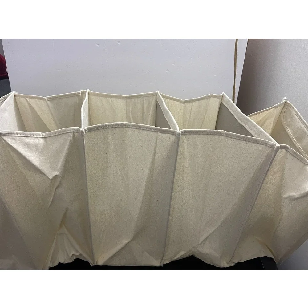 Cream Canvas 6 Shelf Hanging Closet Organizer Vertical Storage Space Saver